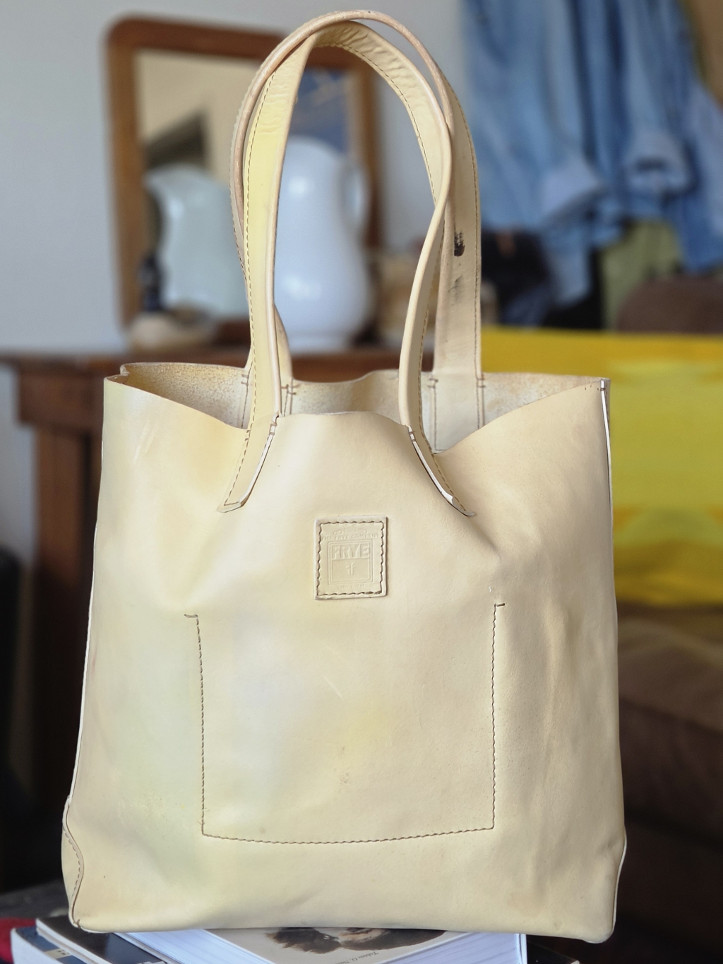 Frye Butter Yellow Leather Tote Bag
